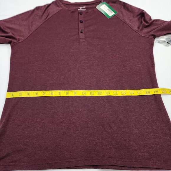 NWT 01.Algo Men's Henley Brandon Performance Burgundy Shirt Long Sleeve Size M - Picture 8 of 9